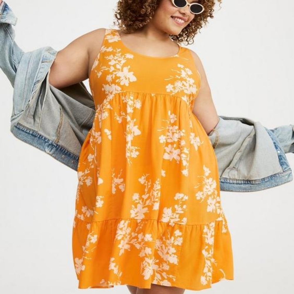 Torrid Orange Sleeveless Sundress Scoop Neck Mini